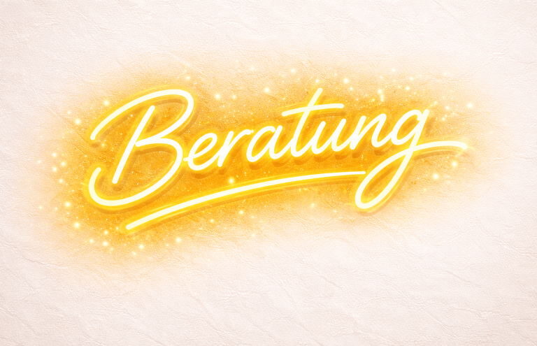 isi-Netzwerkagentur Der Schriftzug „Beratung“ in leuchtendem Gelb auf hellem Hintergrund.